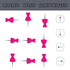 Line up the directions of the pushpins. Educational children's game, worksheet for activities with children, vector illustration