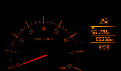 racing car black manual speedometer. Very suitable for pictures related to cars or car racing