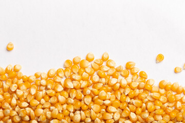 pile of corn kernels for popcorn, top view