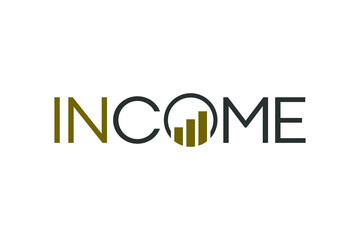 Typography of INCOME with unique on 'O' letter ready to use.