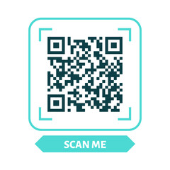 Scan me QR code design. QR code for payment, text transfer with scan me button. Vector illustration isolated in white background