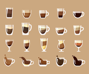 Hot coffee mug vector. Popular drink menu in the cafe For drinking to wake up in the morning