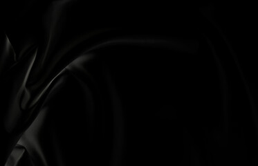 Black gray satin dark fabric texture luxurious shiny that is abstract silk cloth background with patterns soft waves blur beautiful.