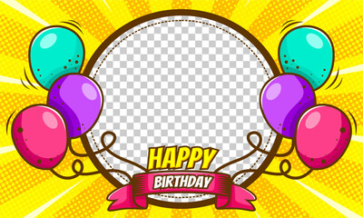 happy birthday cartoon frame template design