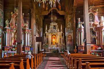 Obraz premium Wooden church of Annunciation to the Virgin Mary. Tomaszow Lubelski, Lublin Voivodeship, Poland.