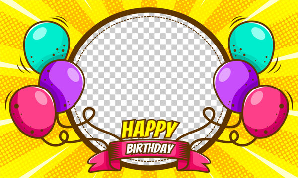 happy birthday cartoon frame template design
