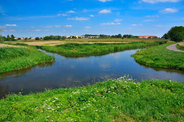 Crossing the rivers Welna and Nielba. Wagrowiec, Greater Poland Voivodeship, Poland.