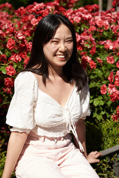 smiley woman In The garden 