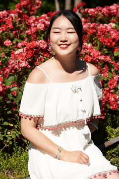 smiley woman In The garden 