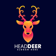 Obraz na płótnie Canvas Vector Logo Illustration Deer Gradient Colorful Style.