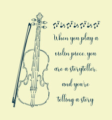 Art instrument music minimal invitation card template design. Violin minimal line drawing.