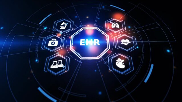 EHR, EMR, Electronic health record. Medical and technology concept.