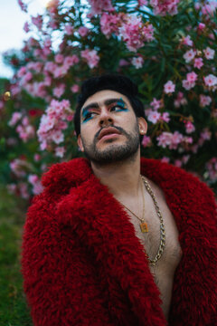 Man On A Rosebush Background