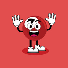 Illustration vector graphic cartoon character of cute mascot Billiard Red 7 with pose. Suitable for children book illustration.