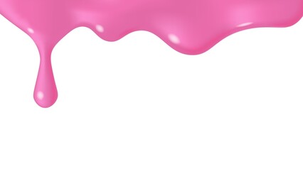 Dripping glossy pink slime with glitter isolated on white background.