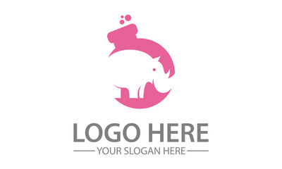 Pink color Negative Space Rhino Tube Lab Logo Design