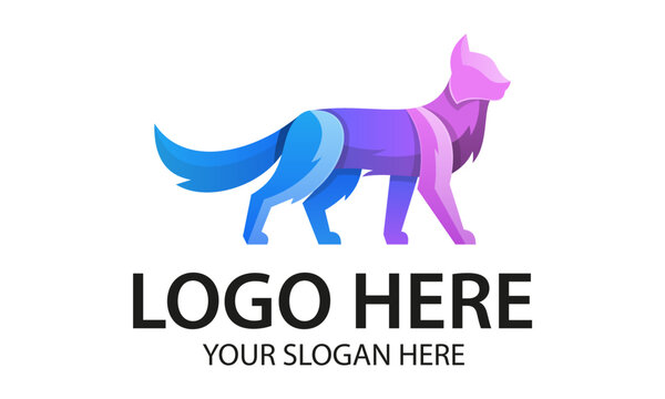 Colorful Fox Wolf Mascot Style Logo Design