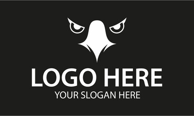 Black and White Negative Space Eagle Face Logo Design