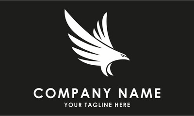 Black and White Color Monogram Abstract Simple Eagle Bird Logo Design