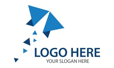 Blue Simple Butterfly Origami Fold Logo Design