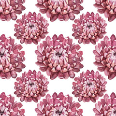 Seamless pattern watercolor boho dry flower on white background. Hand-drawn pink purple herbarium plant for wedding celebration card. Creative art for wallpaper wrapping sketchbook, decor interior