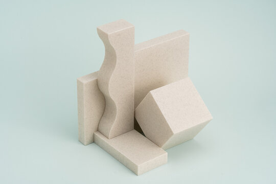 Abstract Off-White Objects On The Pastel Blue Background 