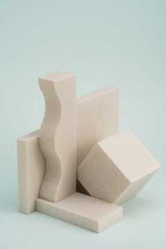Abstract 3D Objects Studio Shot On Blue Background 
