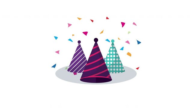 party celebration hats with confetti