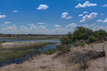 Fototapeta na wymiar the Boteti river at low tide in summer, Botswana