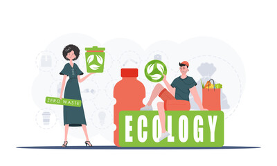 Ecology and green planet concept. Environmental protection. Save the planet. Trend vector illustration.