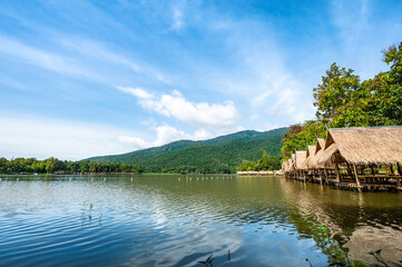 Fototapeta na wymiar Morning view of Huay Tueng Thao Lake