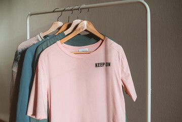 Shirts hanging on a rail