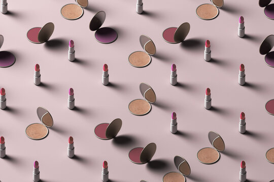 3d lipstick and make-up mirrors pattern