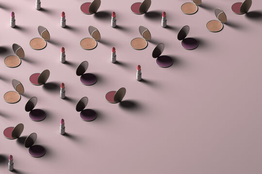 3d lipstick and make-up mirrors pattern