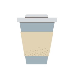 A disposable cup of coffee to go. Vector illustration in a simple flat style.