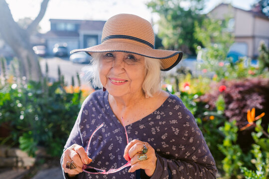 Cool senior woman in spring look portrait