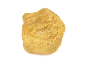 Huge gold gemstones on white background, gold ore precious stone