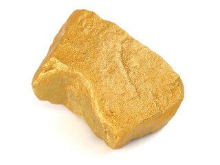 Gold ore, gold nugget precious stone on white background.