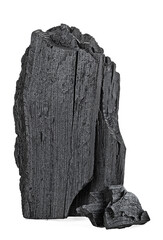 Natural wood charcoal isolated on a white background. Hard wood charcoal.