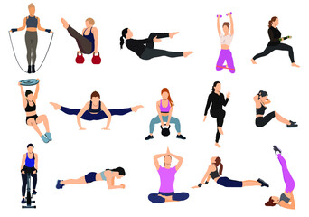 collection of women with different workout activities