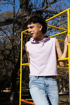 Man playing in the park