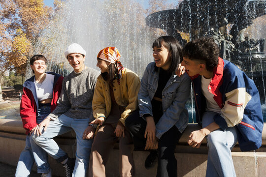 Modern youth relaxing outdoors