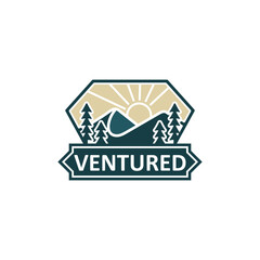 Retro Vintage Mountain Sea Adventure logo design