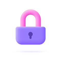 3d padlock icon. Symbol of safety, password security, protection. Vector illustration.