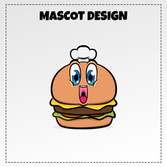 Burger Food Logo Vector Mascot Illustration Design