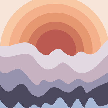 Layered Sun And Wave Illustration