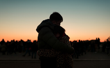 Couple last hug before goodbye