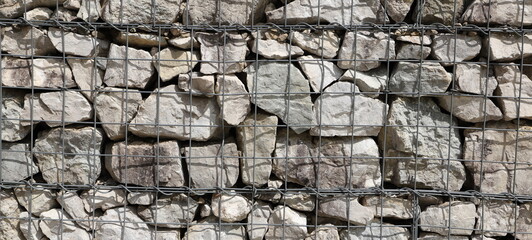 gabions with stones as visual protection
