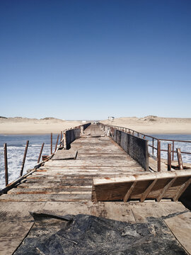 Abandoned pier in a desert