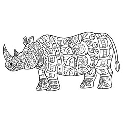 Naklejka premium Hand drawn of rhino in zentangle style